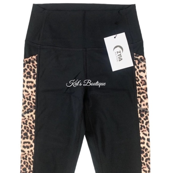 (NWT) Zyia Women’s Leopard Pocket Brilliant Hi-Rise Capri 20" in Black - Picture 11 of 16